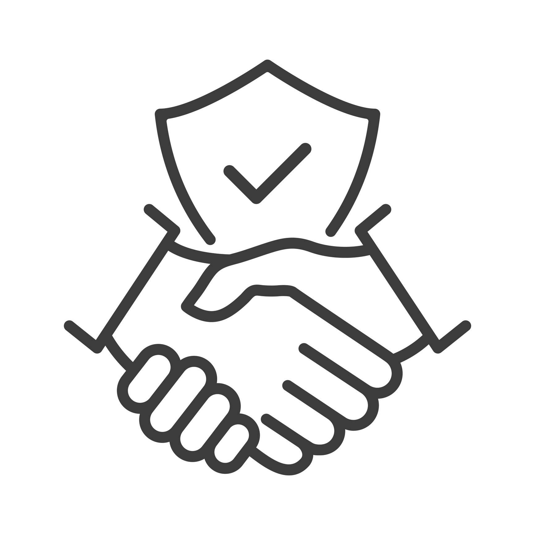 Handshake and shield line icon