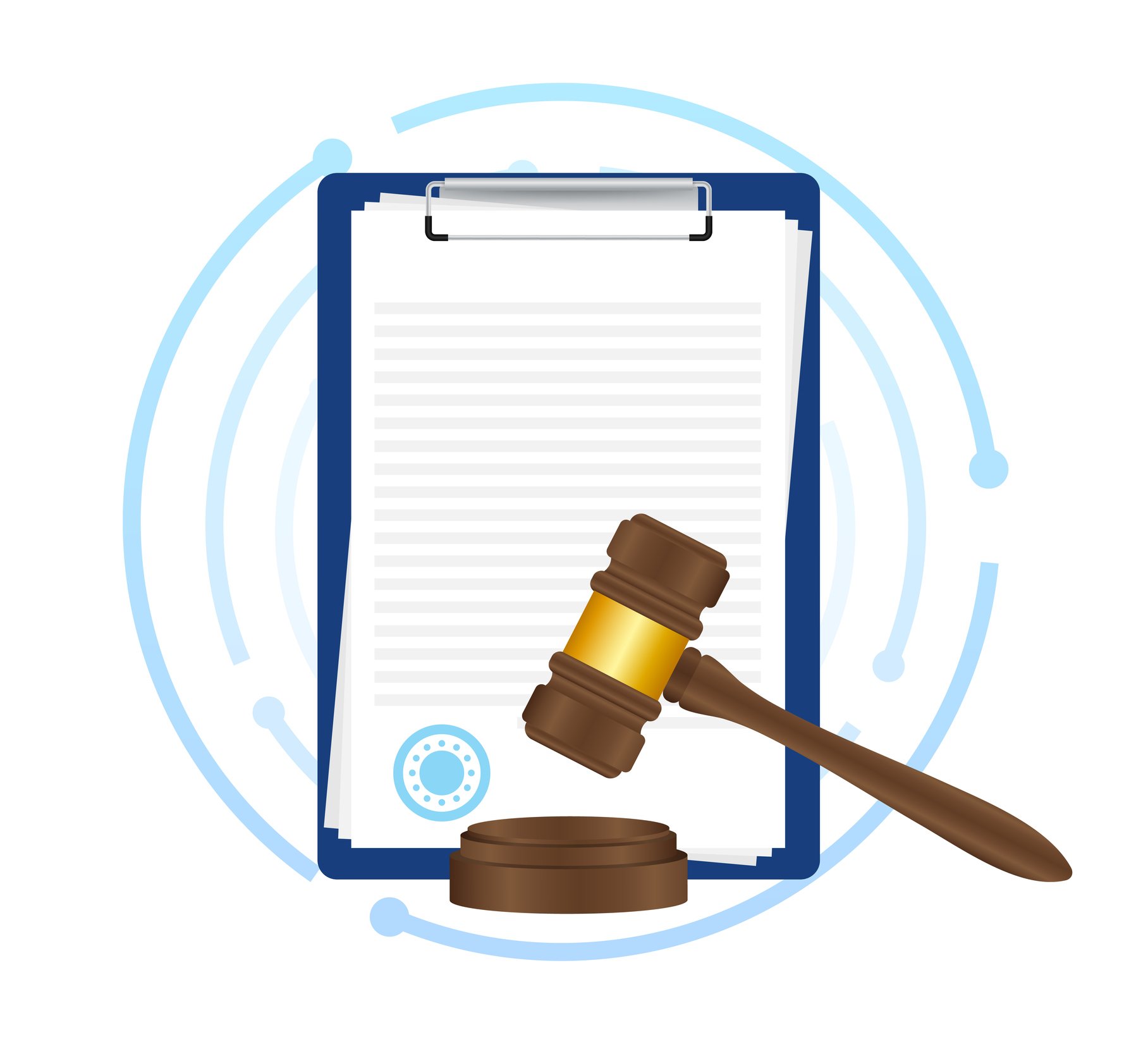 Legal hammer and notepad