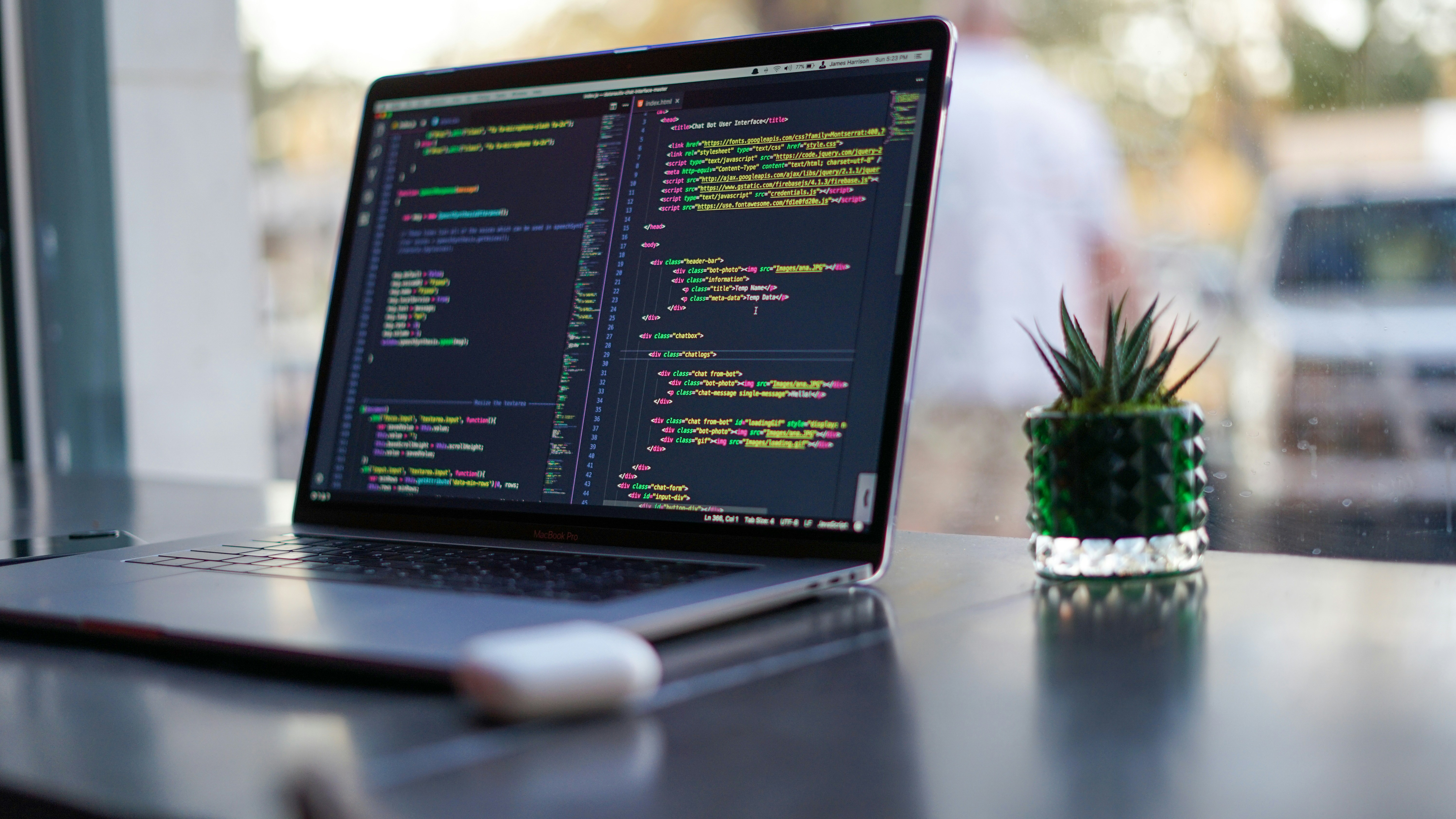 Code file on a laptop
