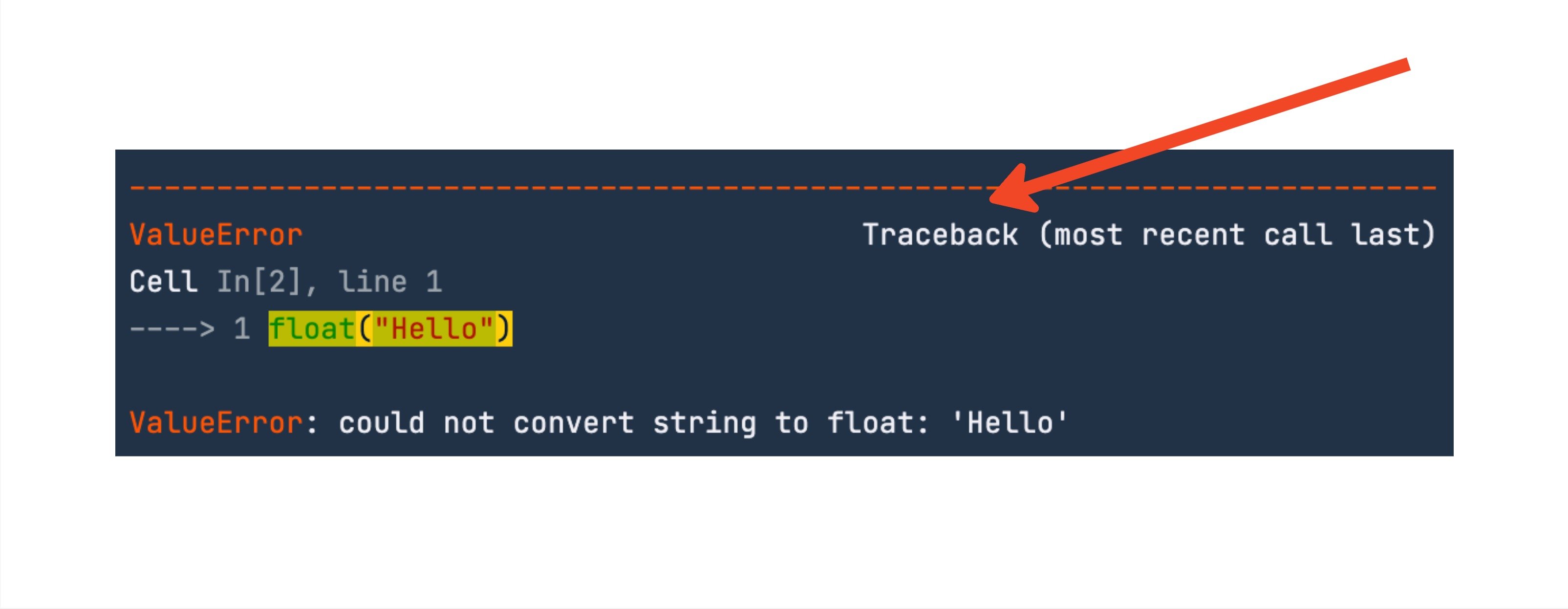 Traceback message