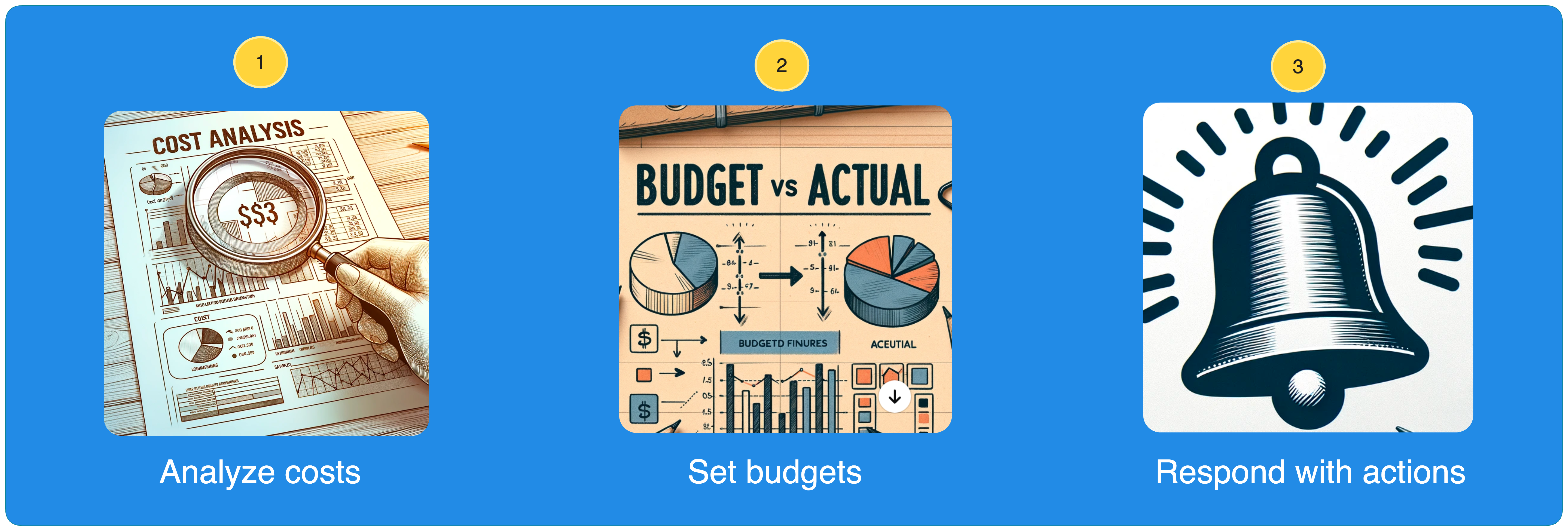Three steps of cost management: analyze costs, set budgets, respond with actions