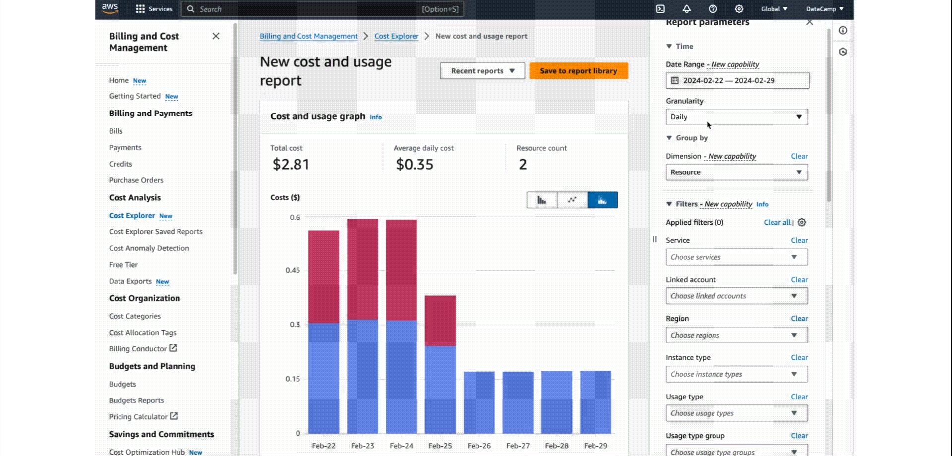 Cost explorer demo