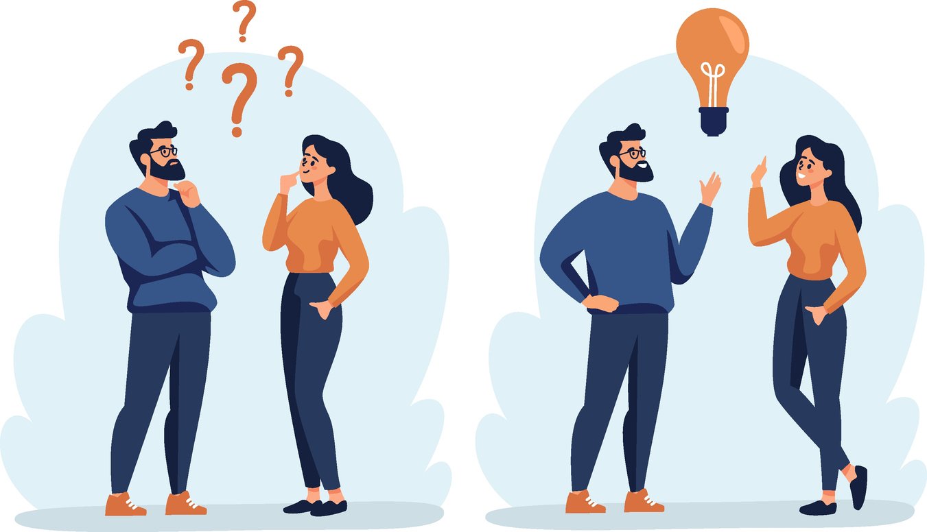 two people questioning and having an idea