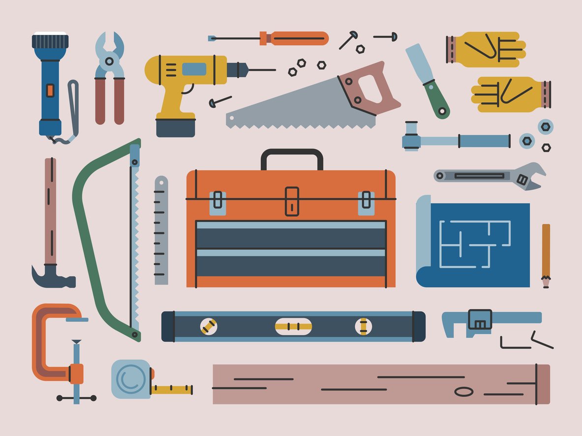 different tools on a table