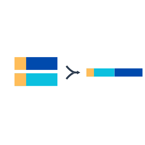 Illustration depicting two datasets before merging data