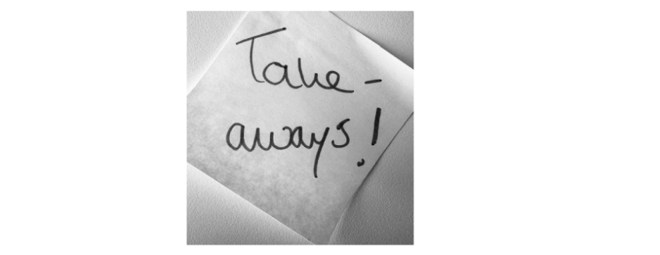 Um post-it com a palavra takeaways