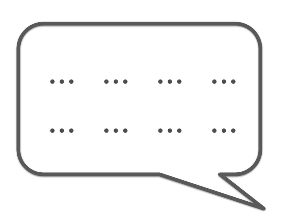 A large speech bubble icon with dots on white background representing a long message
