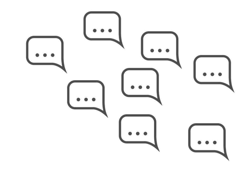 Many speech bubbles in a group representing multiple messages