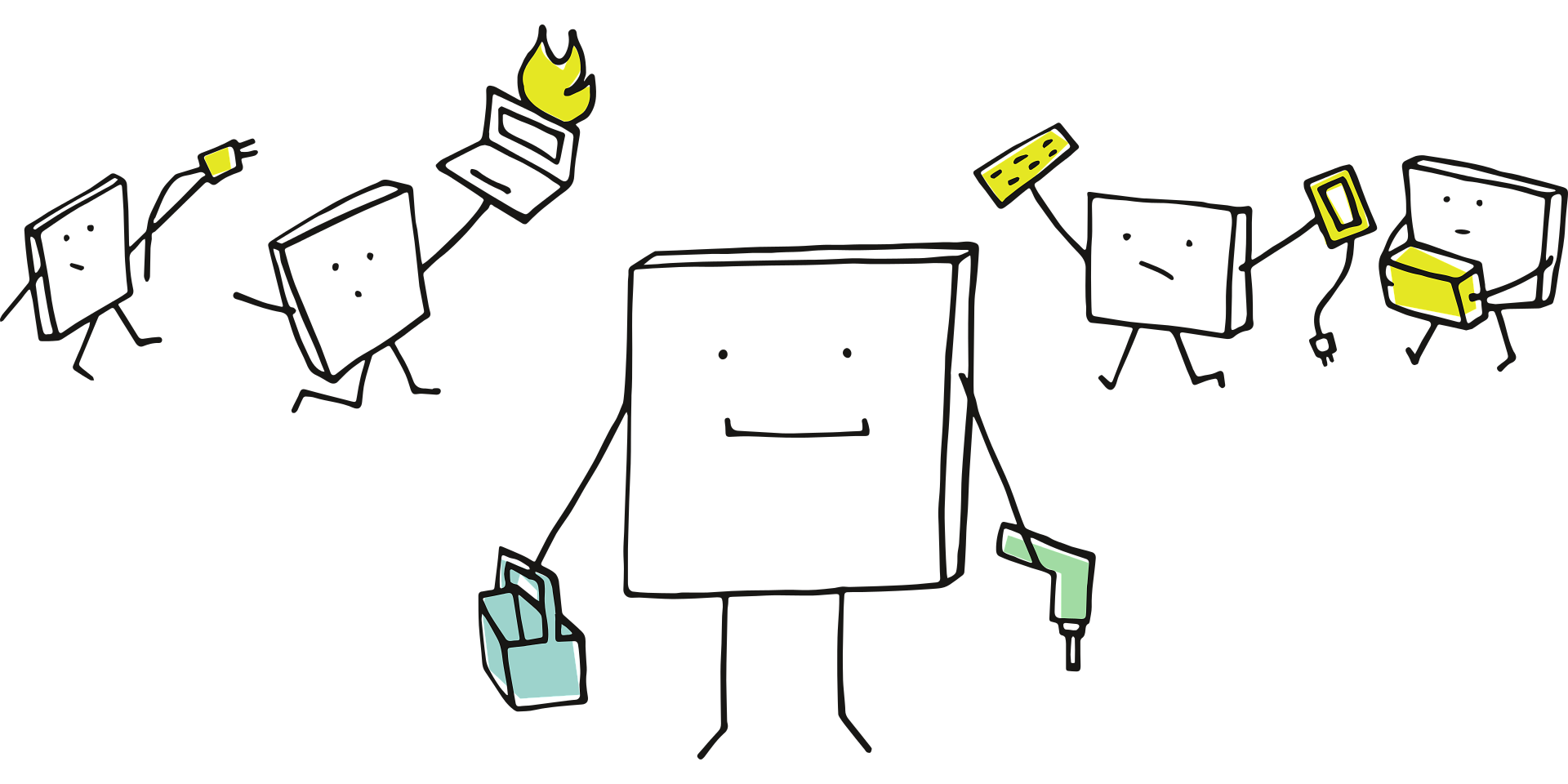 Playful image of a cartoon fixing alerts