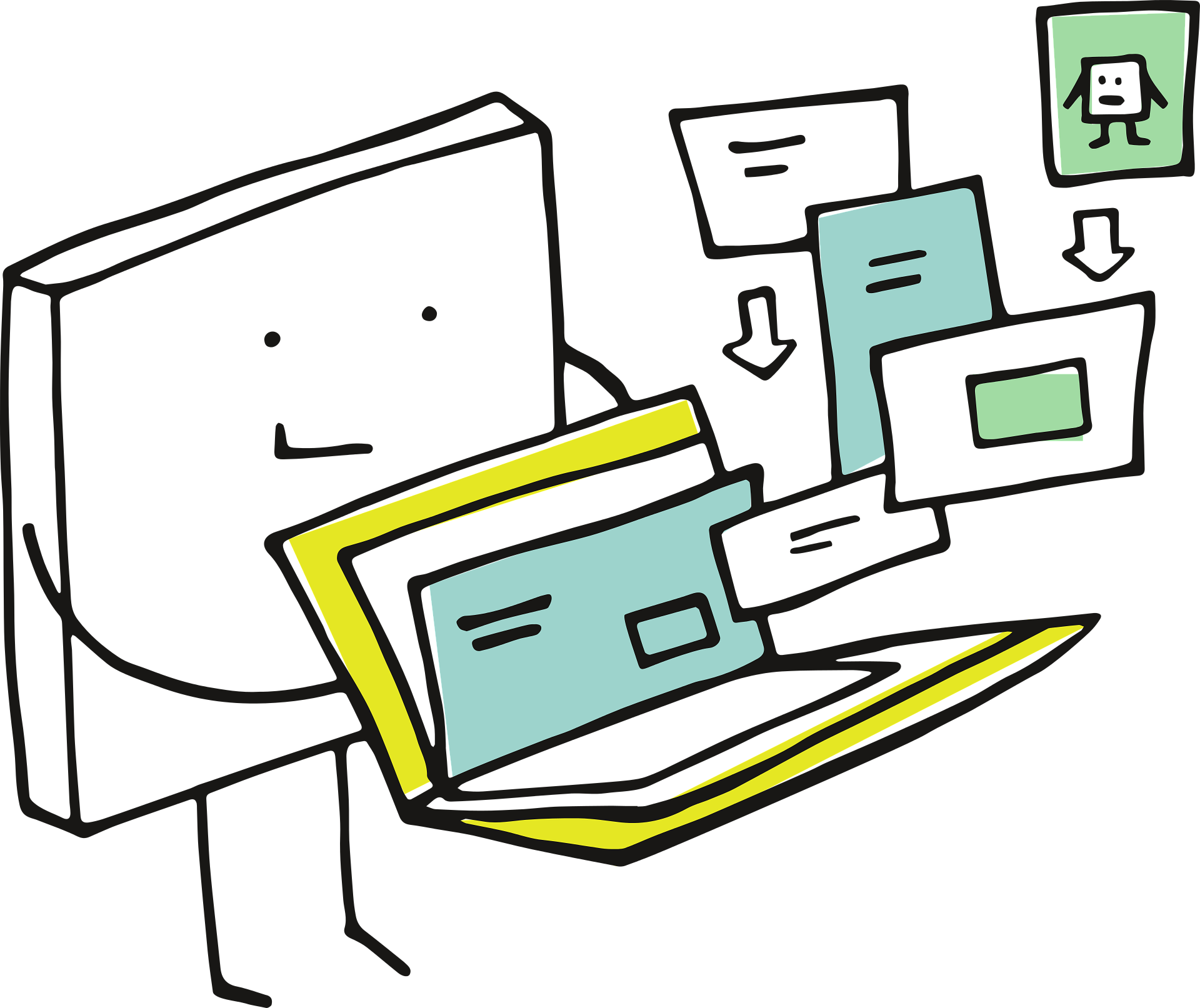Playful image of a cartoon with cost envelopes
