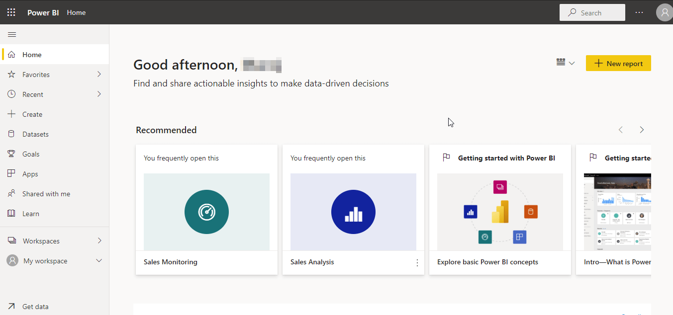 Power BI Service for the end users