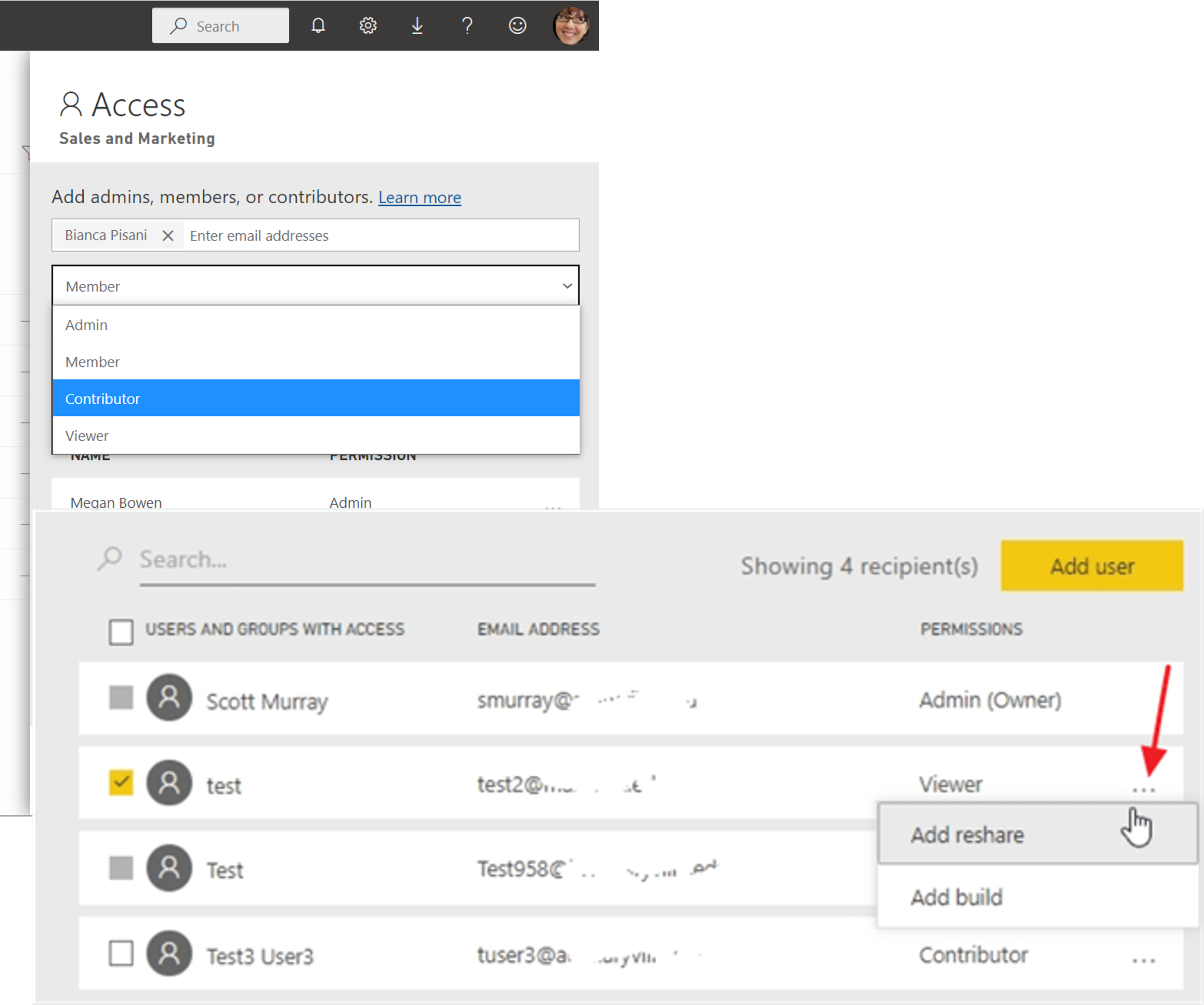 Power BI role access