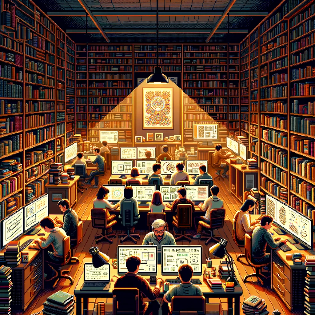 Students are studying in a library