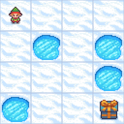 An agent exploring the Frozen Lake environment