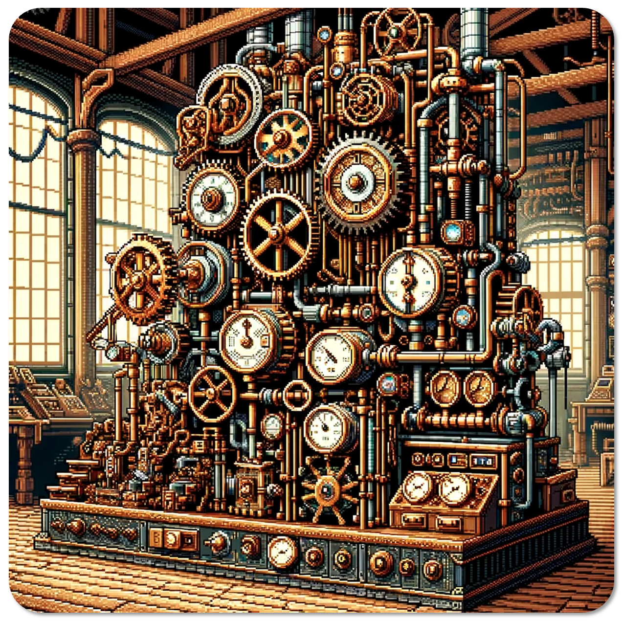 A huge mechanical machine with dozens of knobs and dials