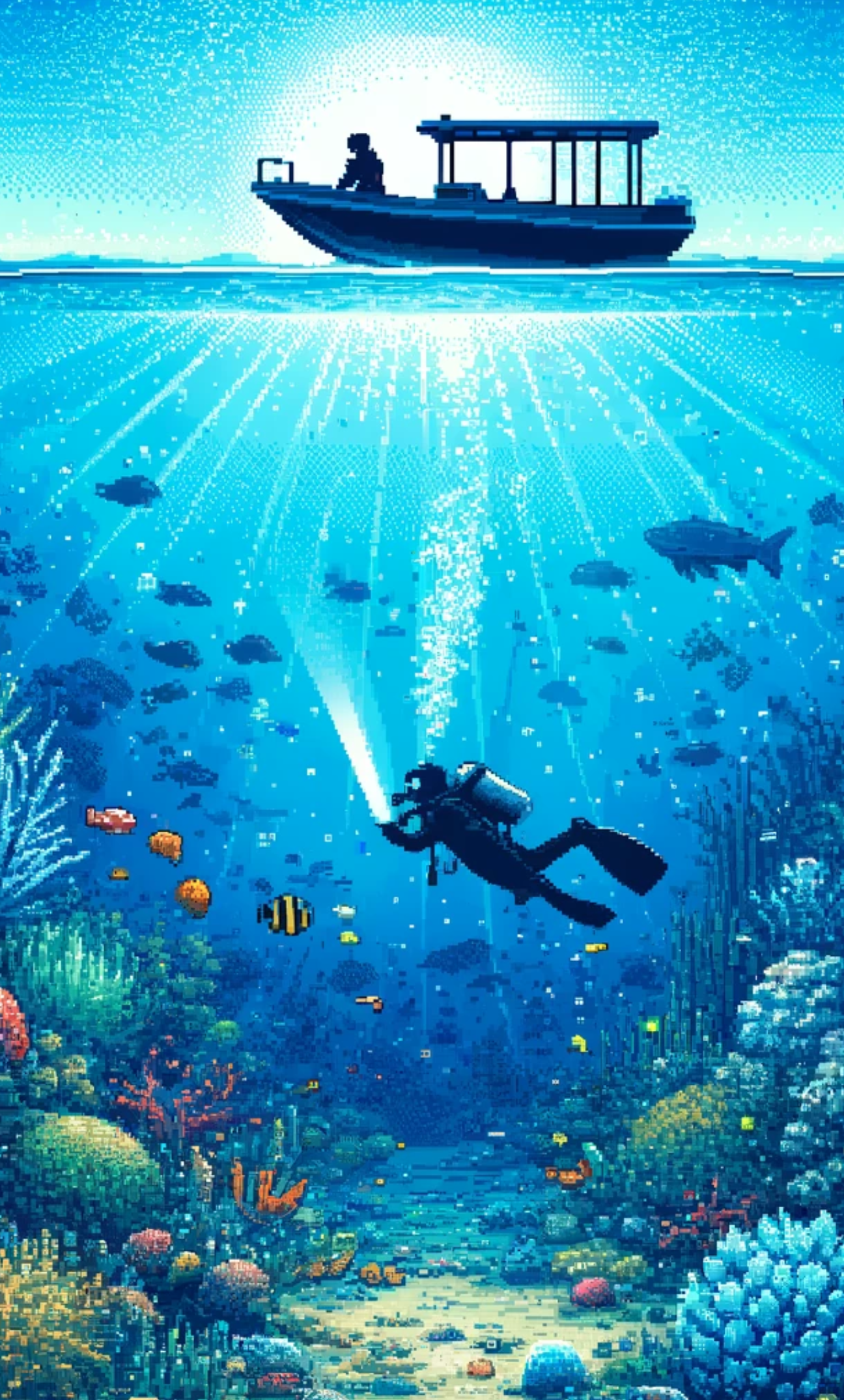 A Datacamp learner diving deep into the sea to discover the secrets of Deep Reinforcement Learning