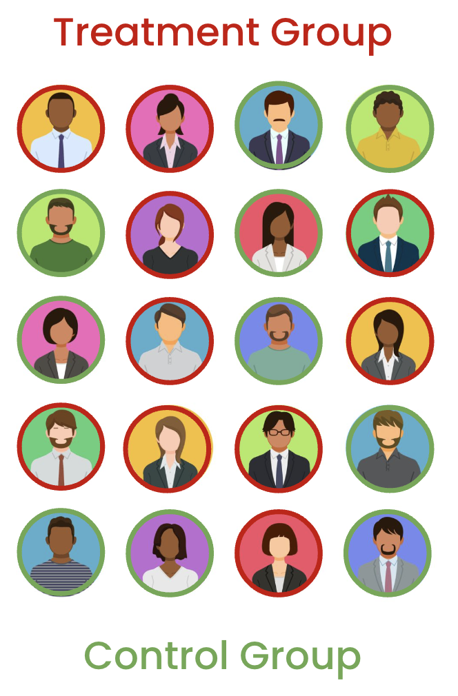 Subjects assigned randomly to treatment and control groups.