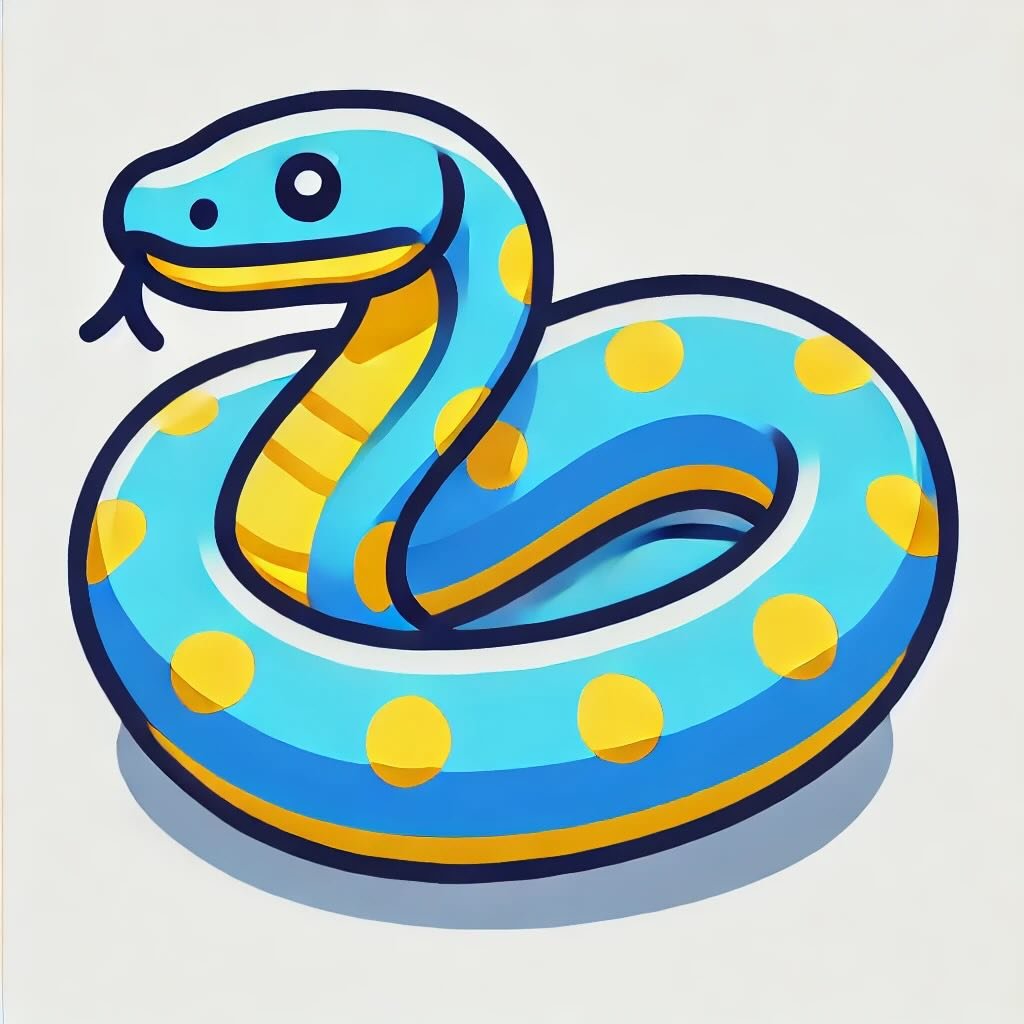 A blue and yellow snake