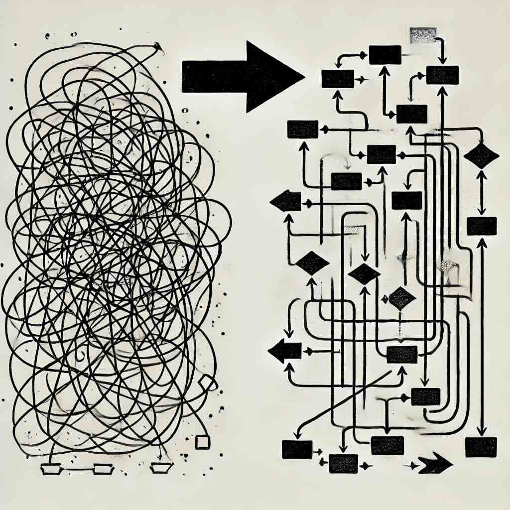 Spaghetti gets transformed to a flow chart