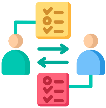 Two persons doing peer reviews