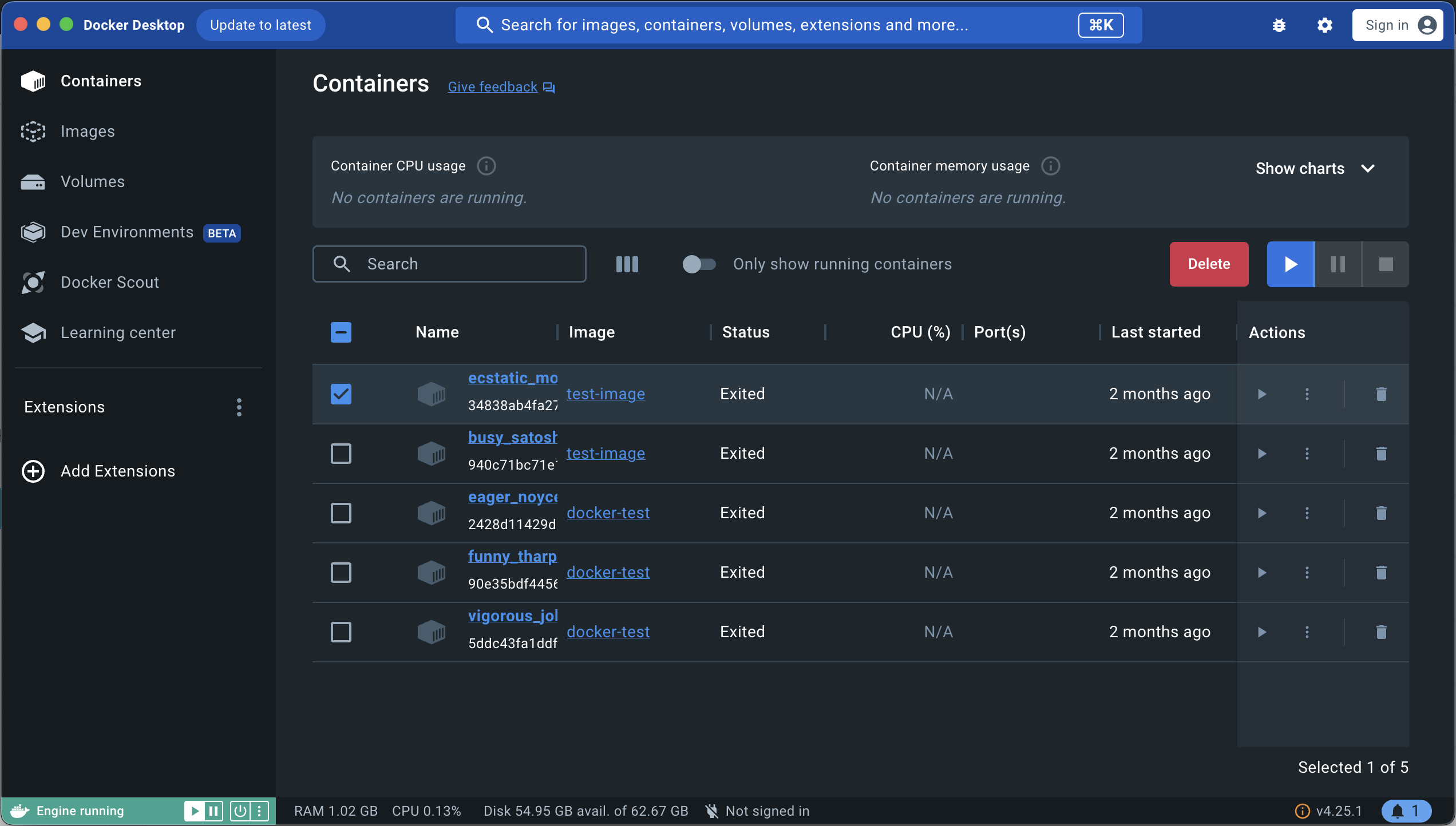Docker Desktop - Screenshot of application