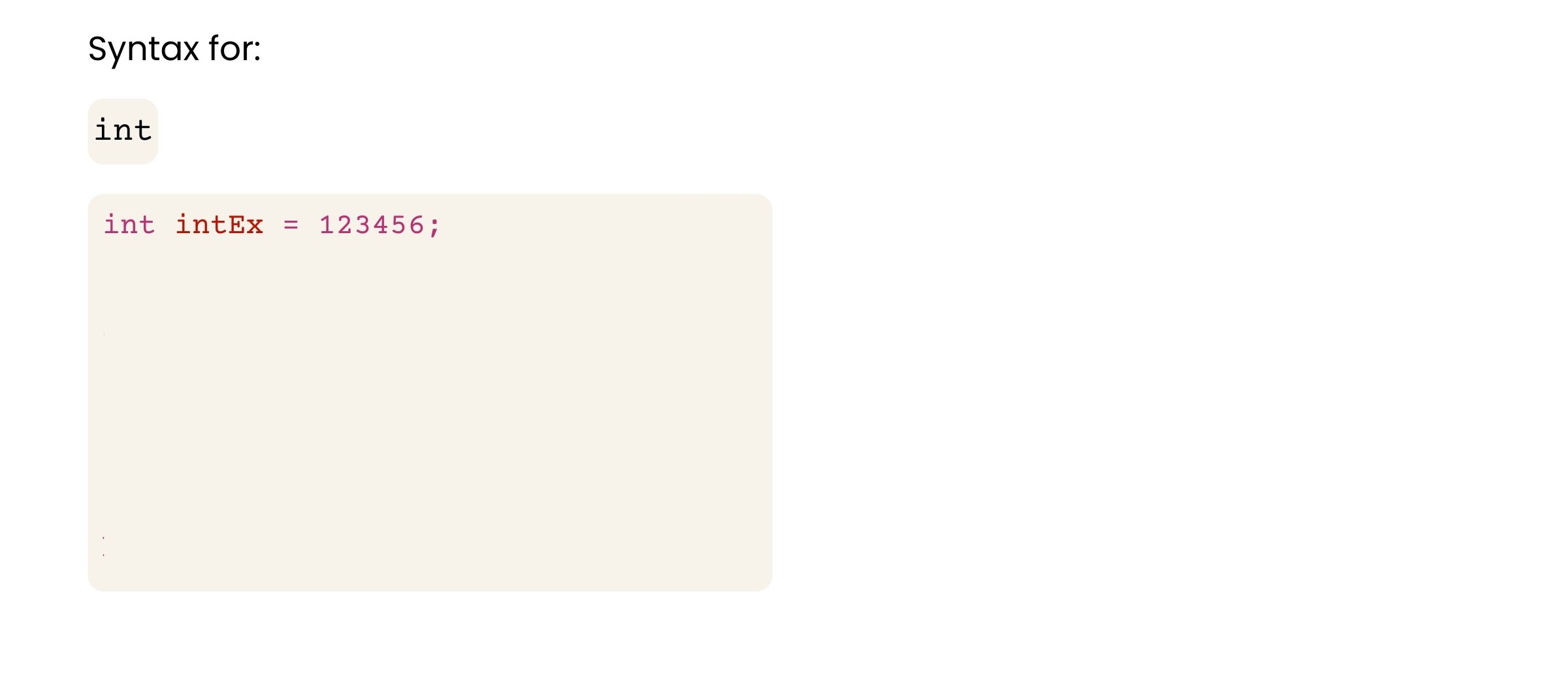 defining int intEx = 123456