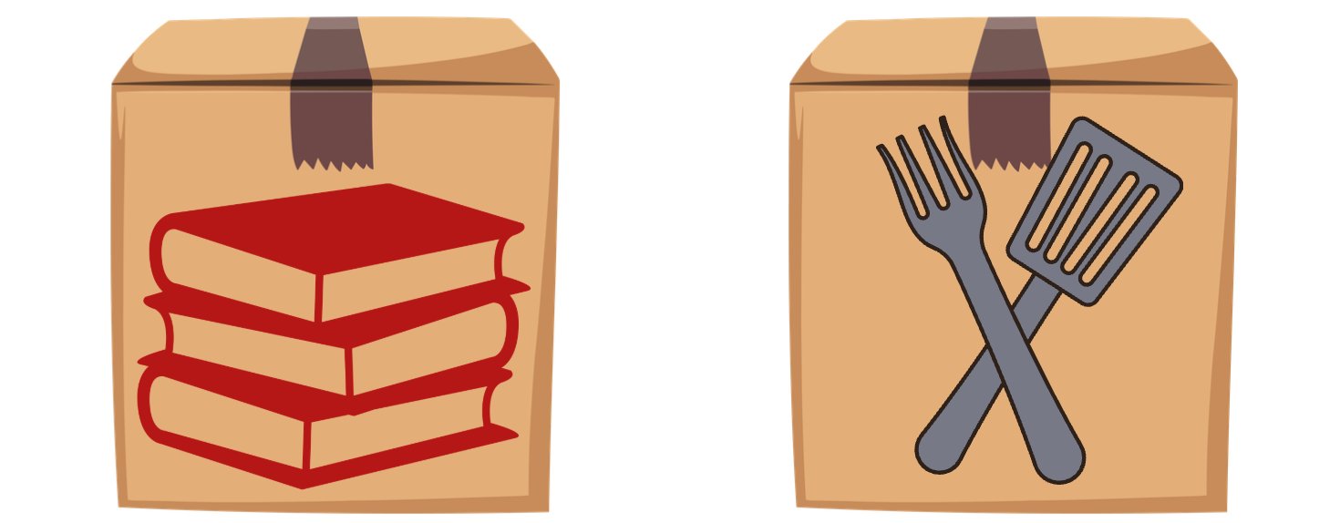 A box with kitchen essentials