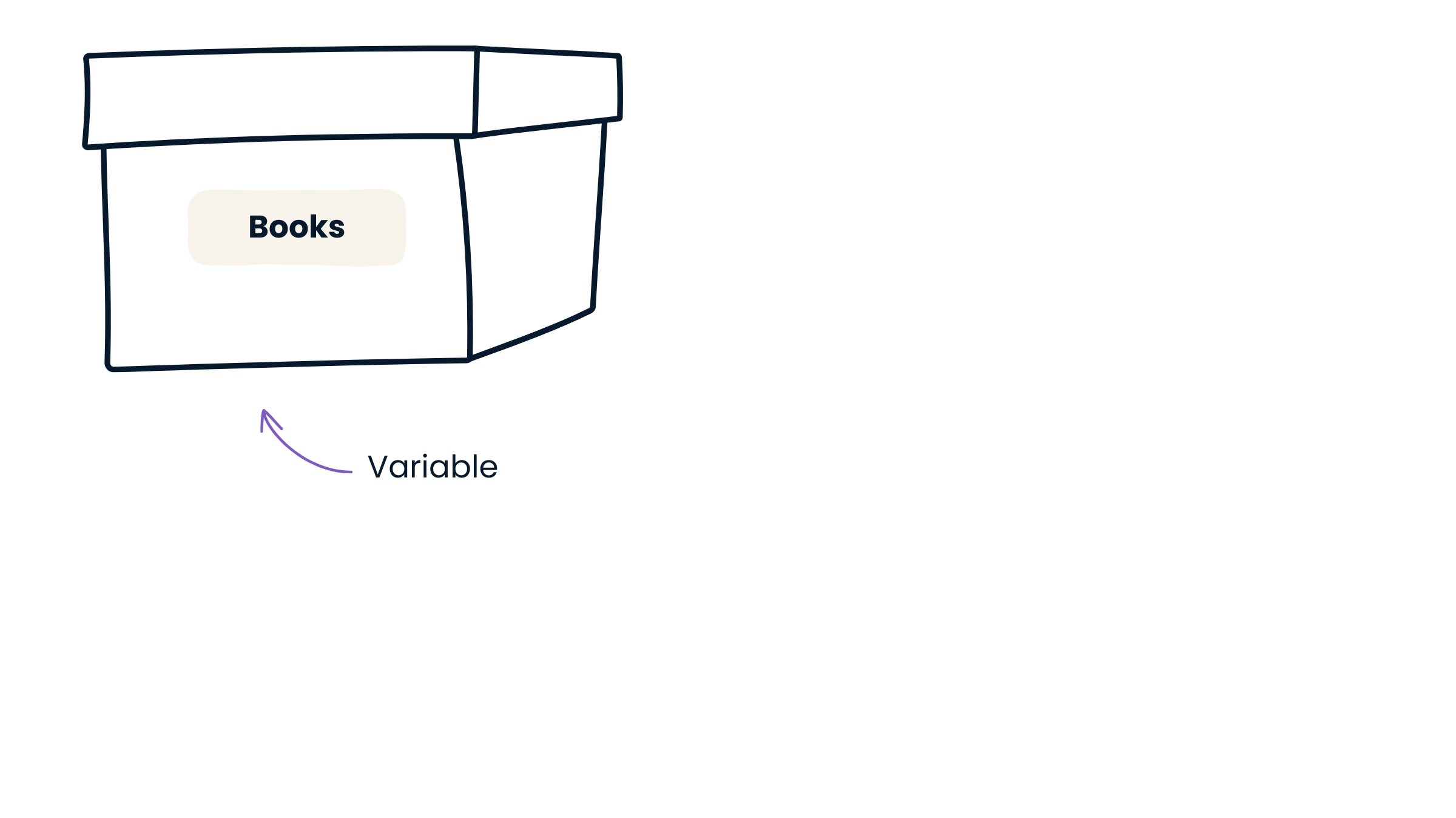 A box labeled as Books, equivalent to a variable