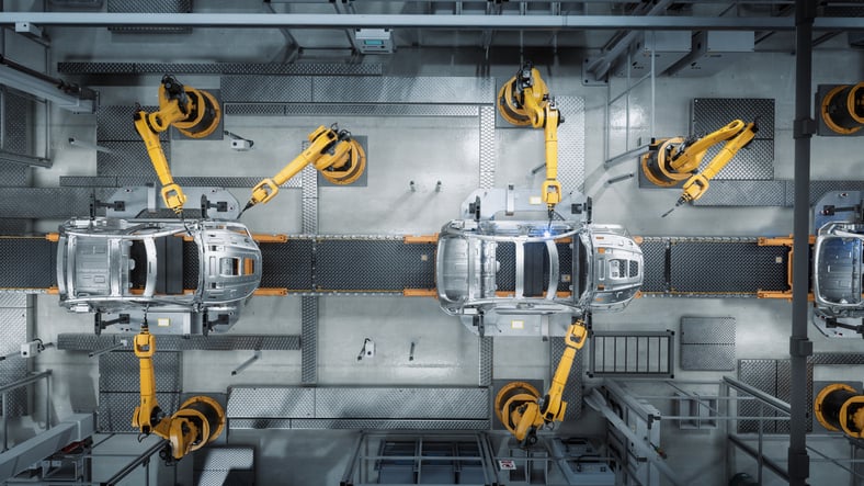 Image of a car production line