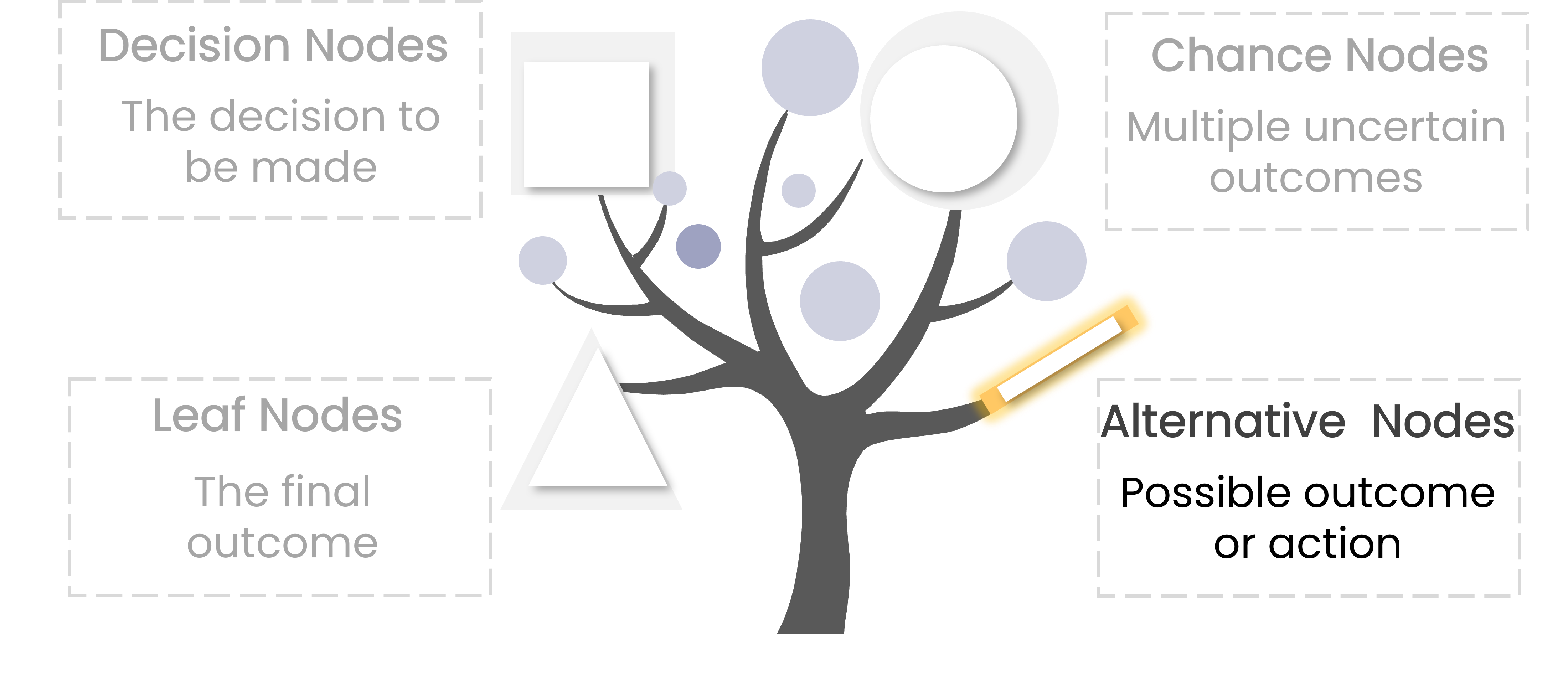 A tree with a line on its branch highlighted in yellow