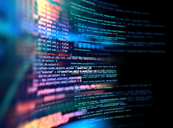 Image showing data being coded and a data language being used