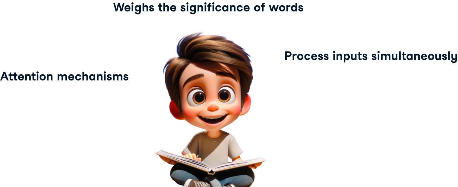 Illustration of a boy reading happily
