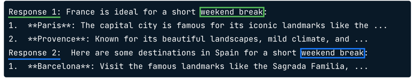 Output with highlighted parts