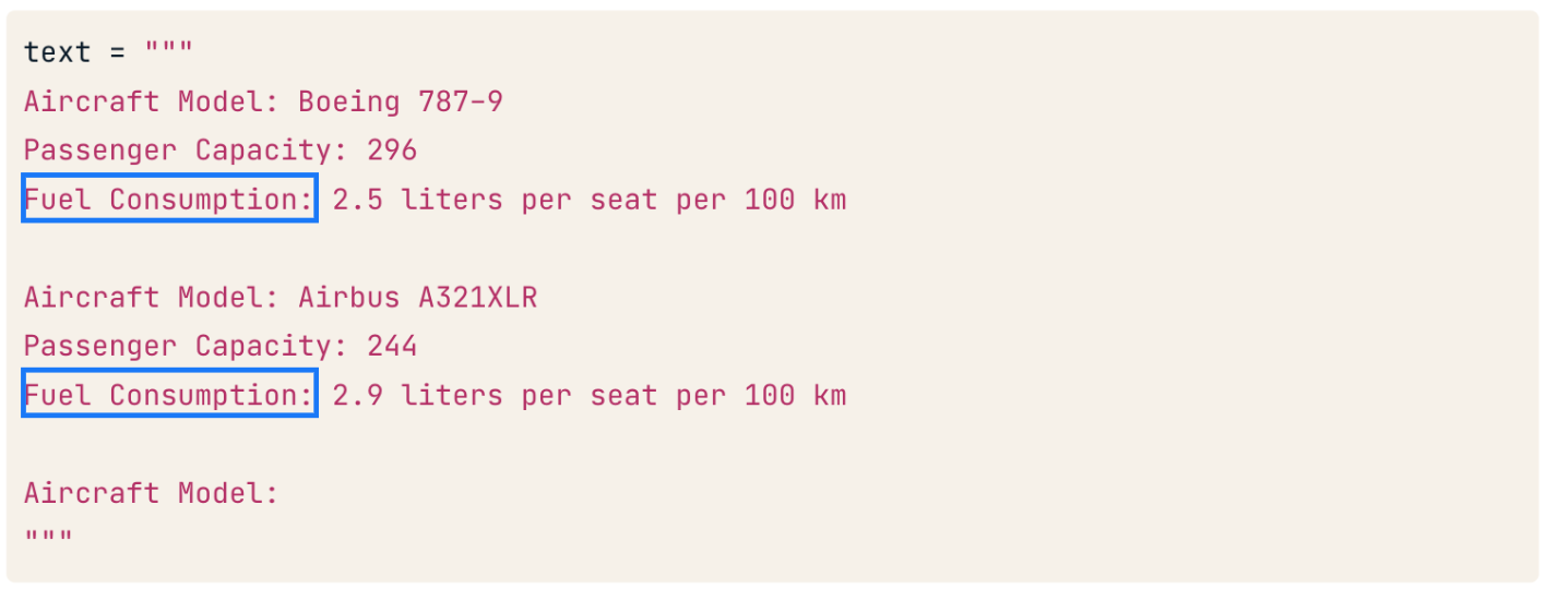 Prompt with 'fuel consumption' highlighted