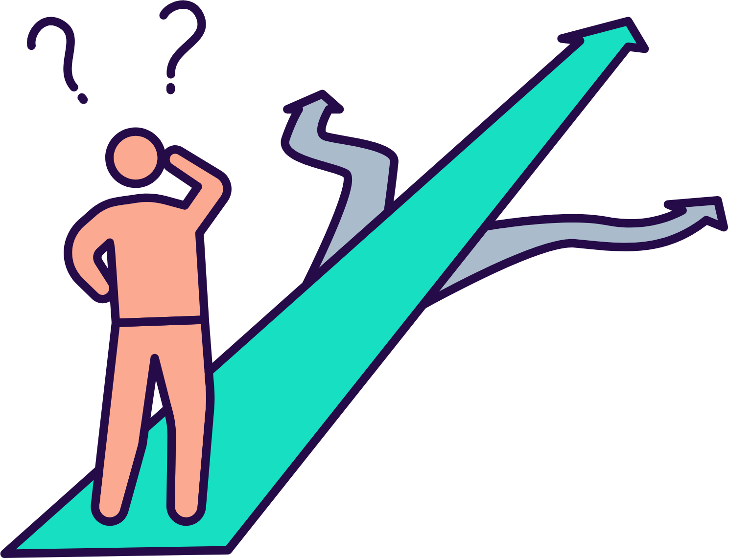 Icon of person looking at pathway with multiple options