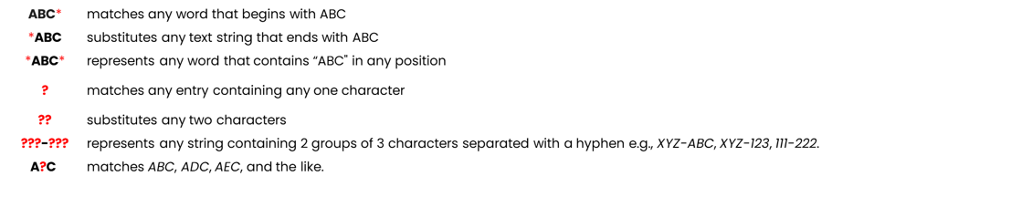 Example of several wildcards