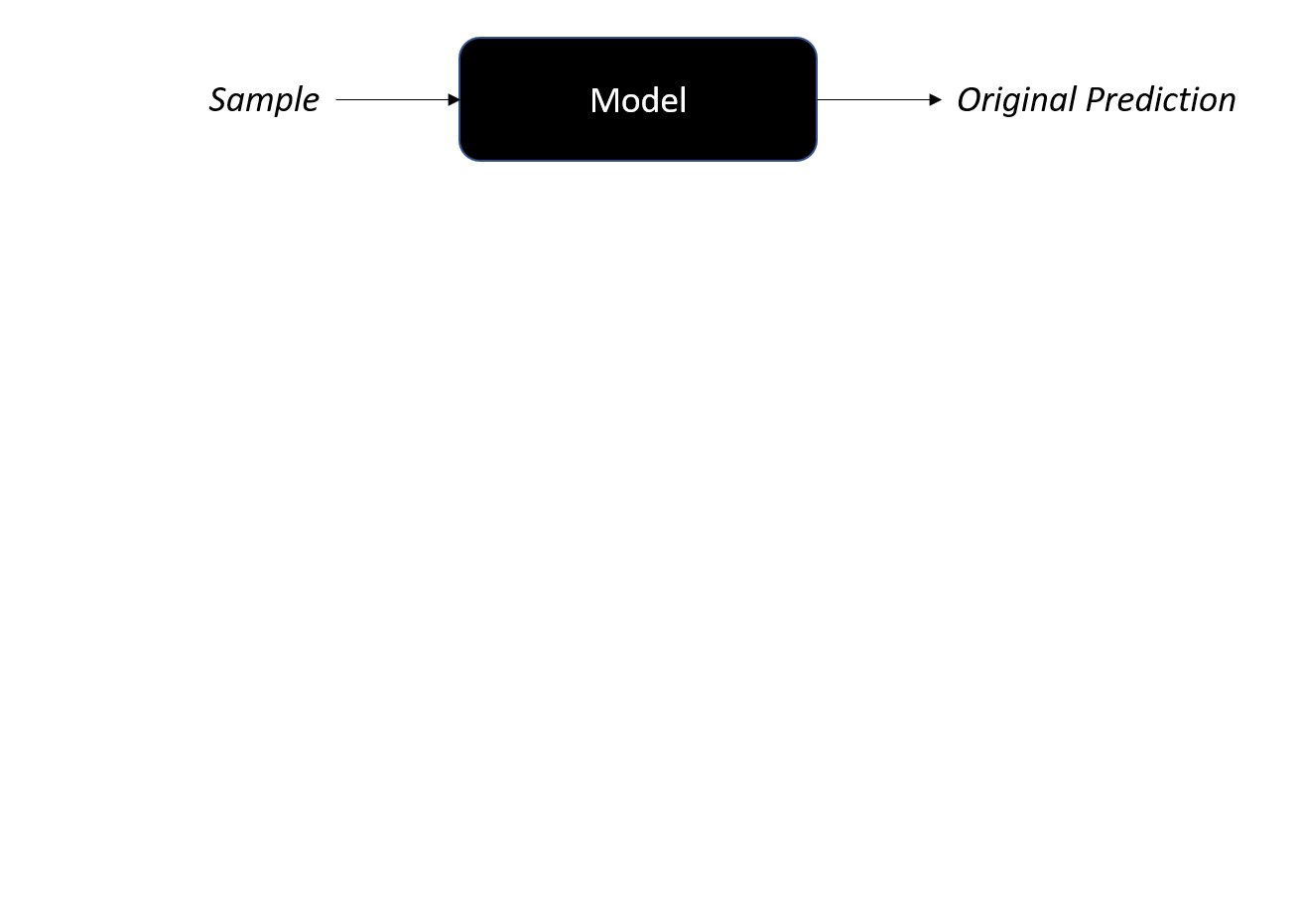 Image showing a model generating an original prediction for an input sample.