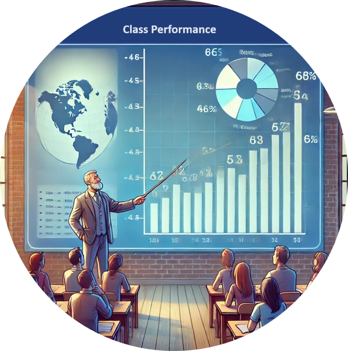 Professor explaining the general performance of the classroom to all students.
