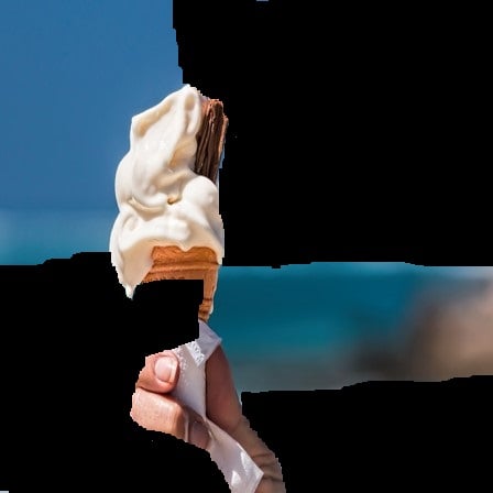 Ice cream image with less relevant parts being obscured with a black color.