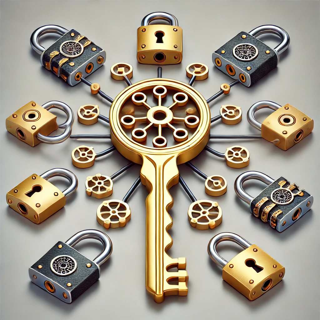 Image showing a master key that can open multiple locks