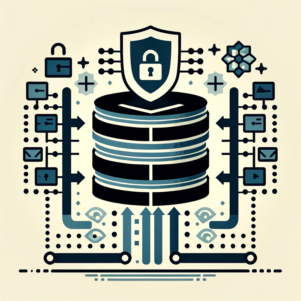 Cartoon image representing a data schema being protected and secured
