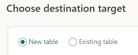 Create a new table or pick an existing table