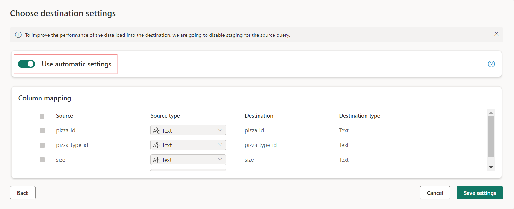 Managed Settings for New Tables