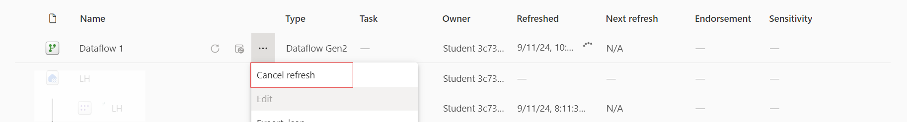 Cancel Refresh