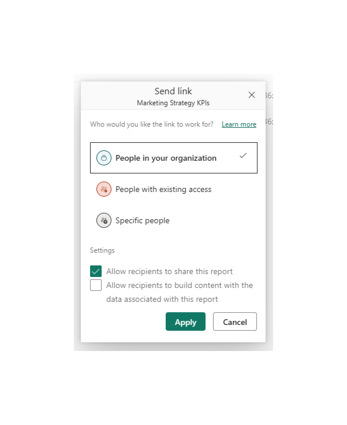 Permission panel in Fabric