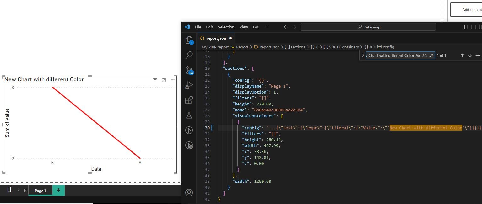 Example of Power BI report vs Project JSON