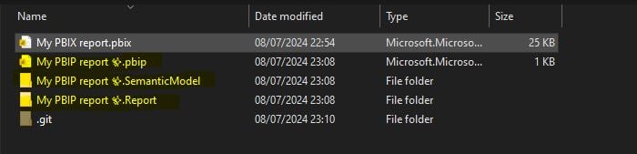 Folder with pbip file