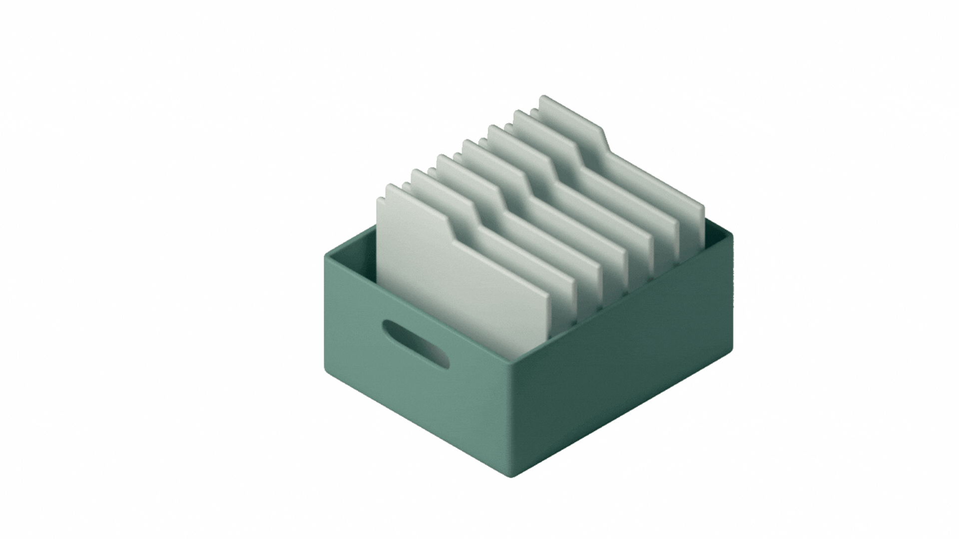 A gif of file cabinet showing raised files