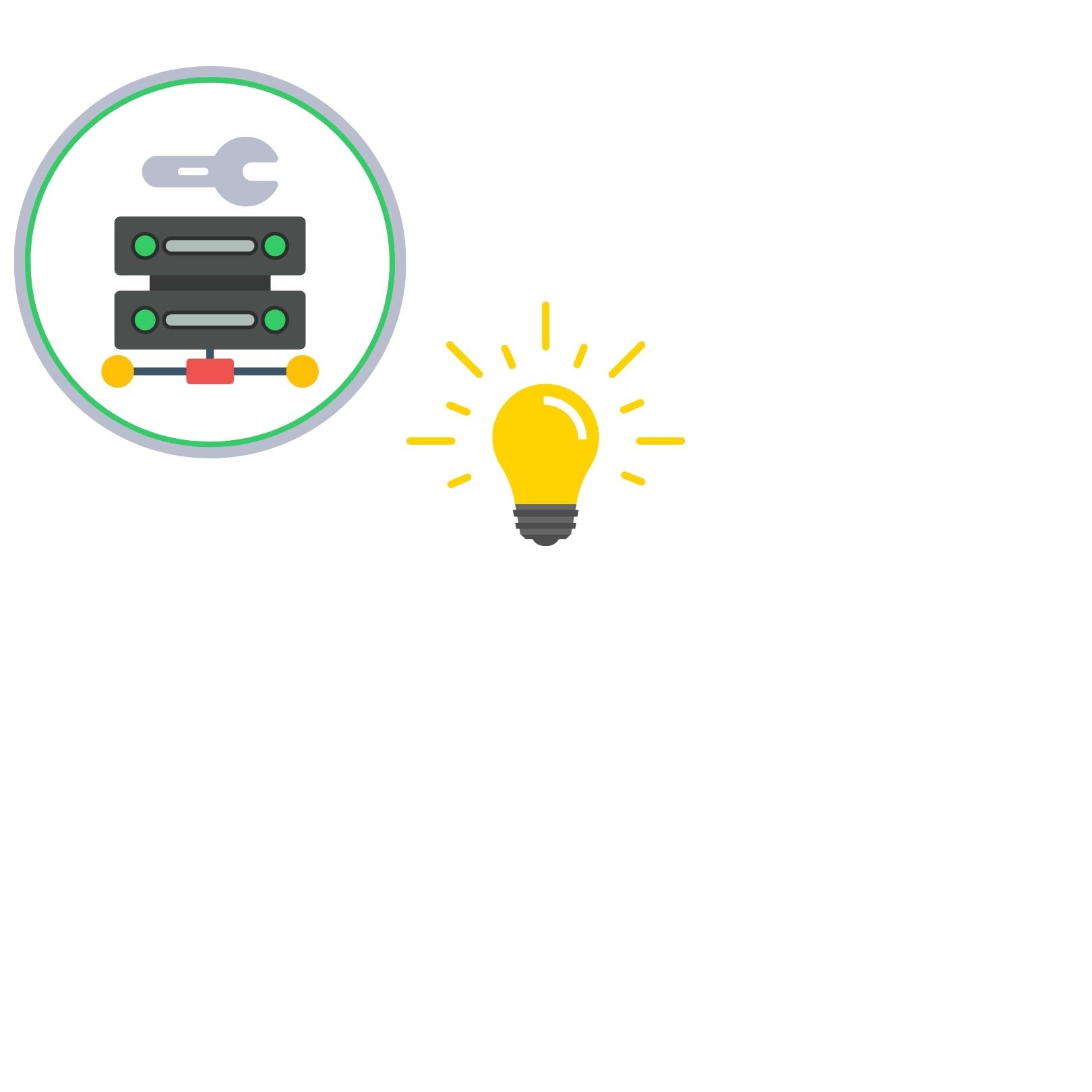 Icons of a server and a lightbulb