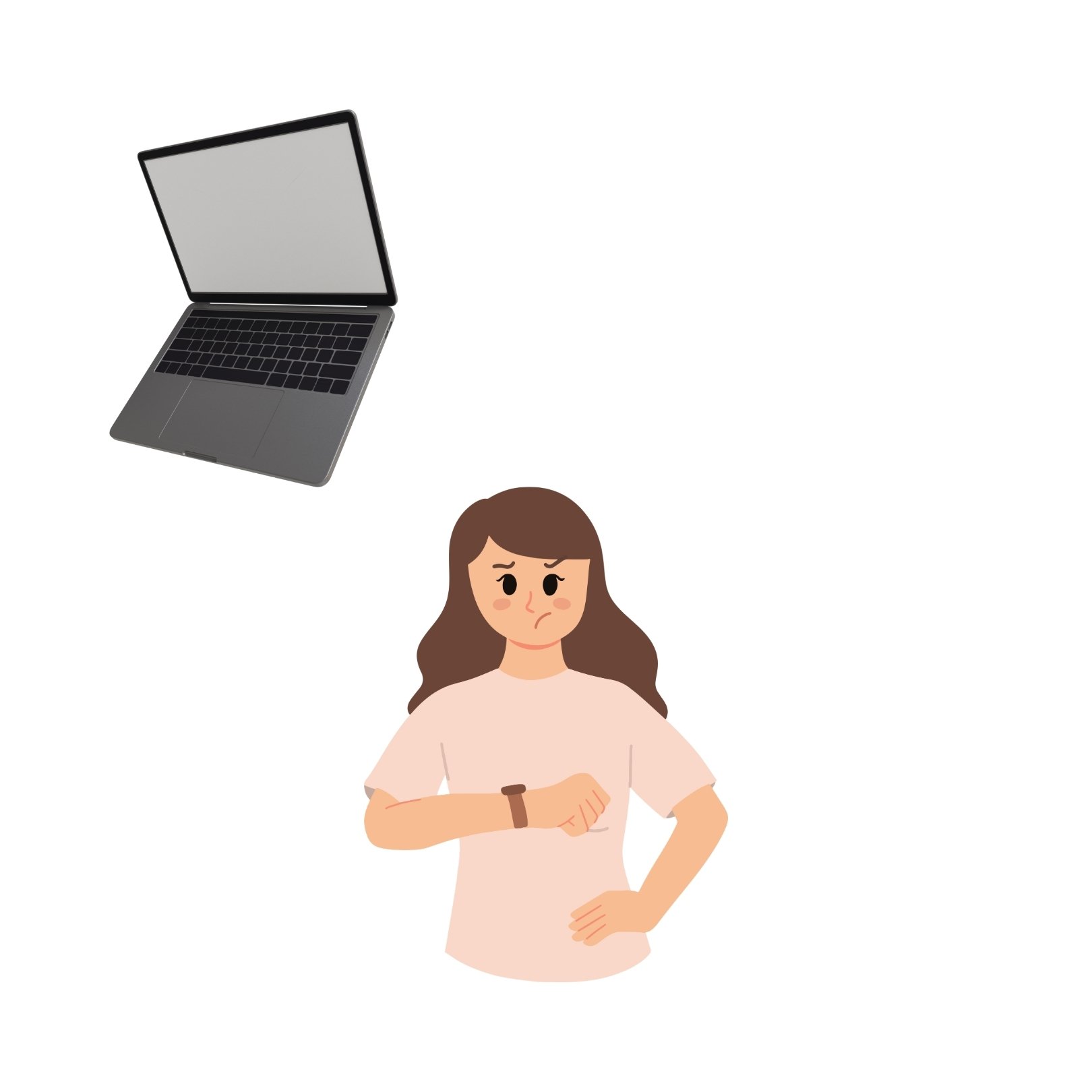 A laptop and a person waiting